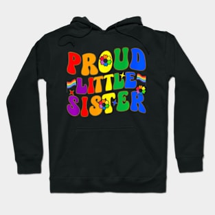 Proud Little Sister Groovy LGBTQ Sister Hoodie